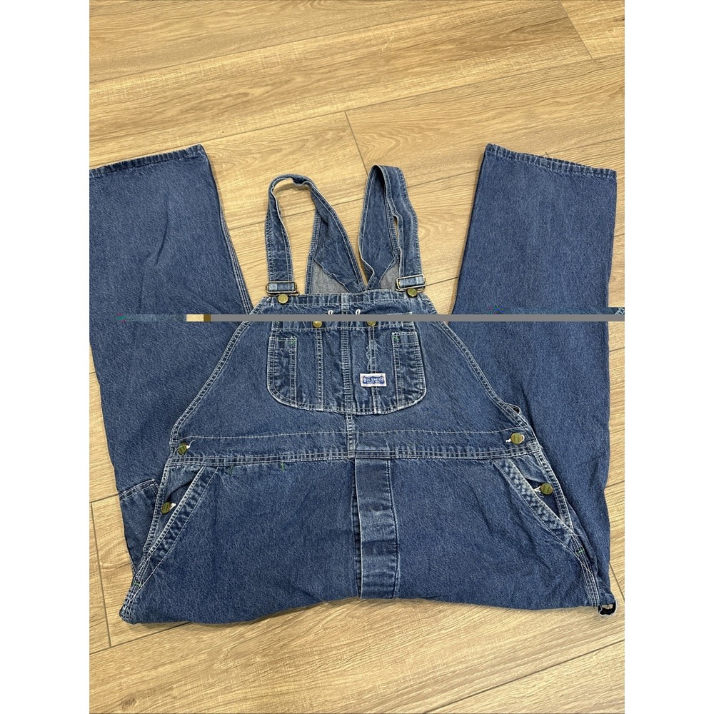 VGT Big‎ Smith Bib Overalls Vintage 44X30 Made In USA Button Fly EUC